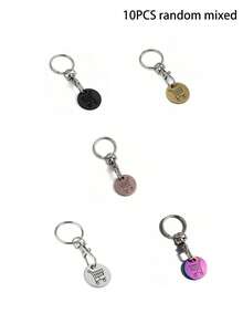 1/5/10 piezas Moneda de metal de carrito de compras de supermercado con logotipo, llavero creativo e interesante con cierre de langosta, regalos para madre, padre, graduación y maestro - Multicolor - Ver 13