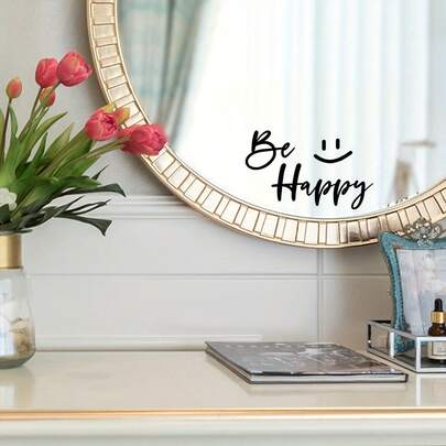 Hình dán tường tự dính cho phòng tắm - Hình dán gương "Happy & Free", nghệ thuật trang trí hình dạng bất đối xứng hiện đại, phù hợp cho bàn trang điểm, mặt bàn và trang trí nhà cửa, thiết kế chữ vui nhộn, chất liệu PVC, món quà ngày lễ hoàn hảo, trang trí nhà độc đáo.