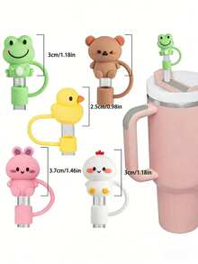 1pc/3pcs/5pcs Cute Animal 3D Straw Toppers, Reusable Straw Covers, Dust-Proof Straw Decorative Caps - Animal Straw Cover - View 10