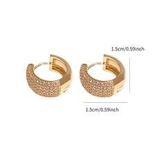 1 Pair Minimalist Luxury Gold & Silver Micro-Inlaid Zirconia Hoop Earrings, Lightweight Elegant Commuter Earrings For Women - Fashion Earrings - View 11