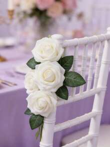 25pcs Ivory Foam Roses With Stems, Artificial Lifelike Roses For DIY Wedding Bouquets, Bridal Shower Centerpieces, Party Table Decor, Gifts, Graduation, 1/25pcs - Ivory White - View 7