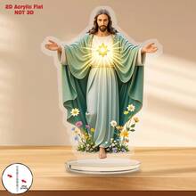 1 Tấm Acrylic 2D Hình Bàn Tay Chúa Giê-su Mở Với Những Ngôi Sao Lấp Lánh - Đồ Trang Trí Tôn Giáo 2D Phẳng Với Thiết Kế Hoa Và Ánh Sáng Rạng Rỡ, Món Quà Ngày Lễ Hoàn Hảo, Đồ Trang Trí Để Bàn Mang Ý Nghĩa Bình An Cho Gia Đình, Văn Phòng, Nhà Thờ - Món Quà Chu đáo, Nguồn Cảm Hứng Tâm Linh, Tay Nghề Tinh Tế, Đồ Thủ Công Mỹ Nghệ Tinh Xảo, Quà Tặng Niềm Tin, 2D Phẳng - Chúa Giê-su - Xem 2