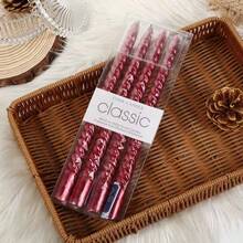 10英寸（25厘米）/8英寸（20厘米）简约竖条纹蜡烛棒，红色/白色/蓝色/绿色/紫色/灰色/黄色/橙色/粉色/黑色/酒红色，彩色蜡烛，每支燃烧时间8小时，几何条纹设计，适用于家居装饰、婚礼装饰、朋友礼物、晚宴、无香型蜡烛、浪漫装饰，四季皆宜 - 彩色 - 查看 22