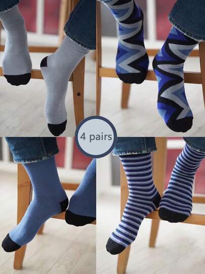 4 Pairs Unisex Crew Socks, Warm, Breathable, Casual, Sports, Office & Commute Socks, Soft Cotton Socks, Suitable For Spring, Autumn And Winter