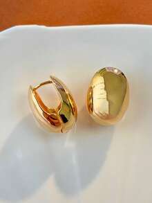 HOTNICE 1 Đôi bông tai hình giọt nước tối giản, thiết kế mới đa năng dành cho nữ, thanh lịch, phù hợp để đeo hàng ngày. - Vàng - Xem 3