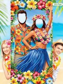 1件夏威夷 Luau 派對情侶拍照道具，含挖空臉部設計，夏威夷拍照橫幅，夏季海灘派對聚會背景布，夏威夷情侶相框，夏威夷熱帶派對裝飾，夏季海灘派對背景裝飾，Aloha 派對用品，火烈鳥派對裝飾，夏季裝飾，假期派對用品，夏季派對小禮物 - 夏威夷 - 查看 11