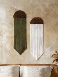 1 pieza/2 piezas Colgante de pared con borlas estilo bohemio, decoración de pared con forma de media luna, decoración de pared con borlas verde oliva y blanco, decoración de estilo rústico para sala de estar, decoración de pared para dormitorio, colgante de pared estilo bohemio chic, bandera de pared con borlas reutilizable, decoración del hogar minimalista, tapiz estilo bohemio, decoración de pared con borlas - Multicolor - Ver 8