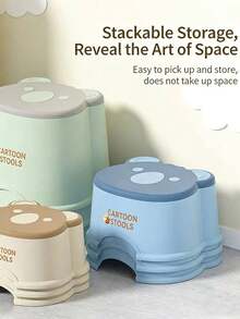Plastic Small Stool, Cartoon Stool For Home Use, Bathroom Shower Stool, Small Chair, Creative Bench - Multicolor - View 4