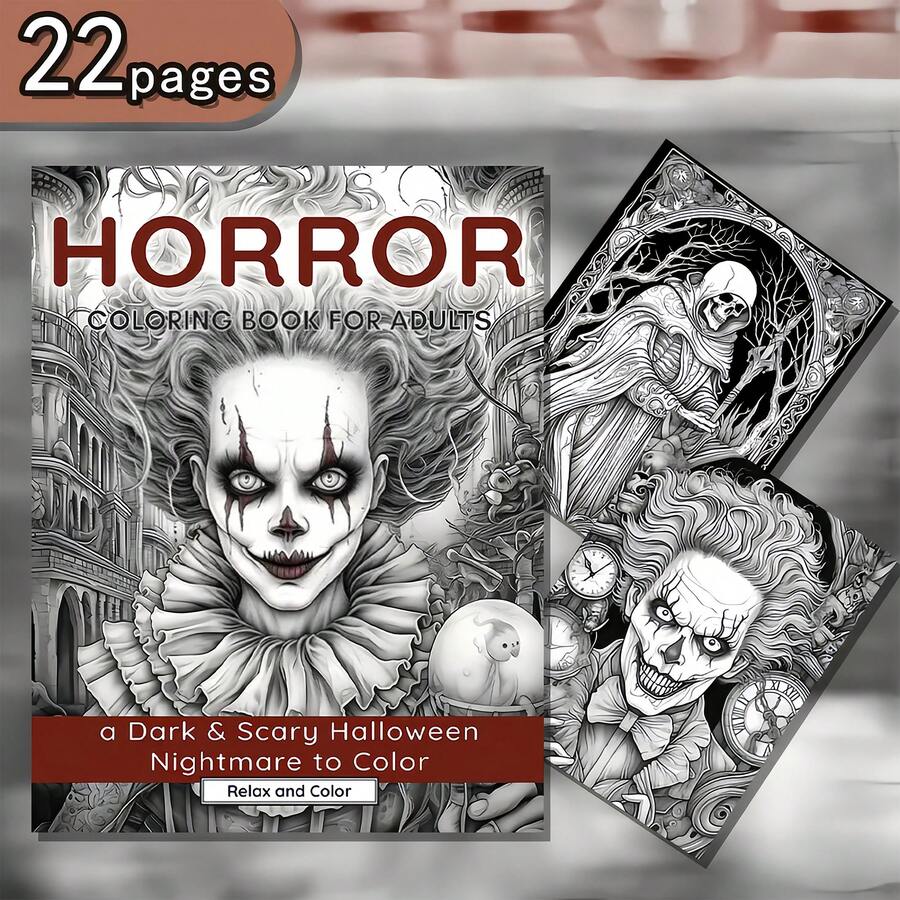 A Coloring Book Themed Around Horror, Made With Watercolor Paper, Featuring A Distinctive Cover, Designed For A Cozy Coloring Experience, Ideal For Adults Seeking Relaxation. It Makes An Excellent Gift For Occasions Like Valentine'S Day, Christmas, Halloween, New Year'S, Birthdays, And Parties, Perfect For Friends, Family, And Coworkers. - 著色書 - 查看 1