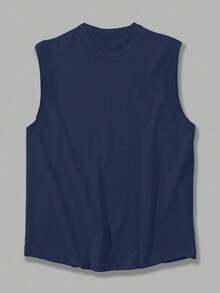 FRACTYR 男士夏季休闲街头时尚卡通星球印花宽松无袖圆领背心 - 藏蓝色 - 查看 4