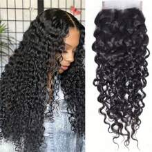 ZHENDEFA 4x4高清透明蕾丝发片，水波纹发片，真人发自由分缝蕾丝发片，未经加工的巴西原生真人发接发，150%密度，自然黑 - SNatural - 查看 2