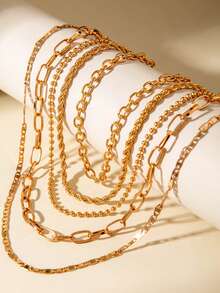 5pcs Fashionable Versatile Multi-Layer Chain Necklace Set, Suitable For Women's Daily And Party Wear - Multicolor - View 2