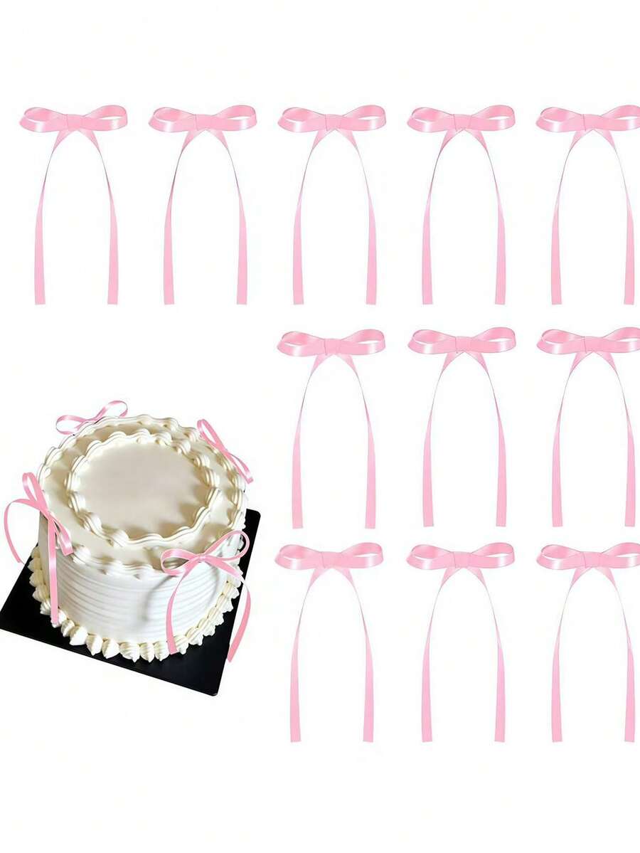 30 chiếc nơ hồng trang trí bánh kem, nơ xinh xắn dùng để trang trí bánh cupcake, nơ hồng cho sinh nhật, tiệc mừng em bé, đám cưới, tiệc cô dâu, Ngày của Mẹ, đồ dùng trang trí tiệc. - Nơ hồng - Xem 1