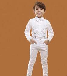 Premium Children's Social Outfit For Weddings, Parties And Christenings - 白色 - 查看 2