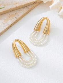 1 Đôi bông tai dáng dài đính nhiều lớp ngọc trai giả, kiểu dáng thanh lịch, phù hợp cho nữ giới đeo hàng ngày, hẹn hò, đi làm và dự tiệc. - Nhiều màu - Xem 4