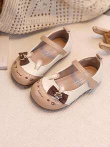 1 Pair Cute Rabbit Bow Princess Shoes For Toddler Girls, Soft Sole Anti-Slip Baby First Walking Shoes - Khaki - View 6