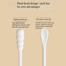 1 Pack / 100 Pieces Disposable Cotton Swab Paper Household Double-Ended -Friendly Flexible Box Packaging Non-Fuzzing Ear Cleaning Multi-Purpose Cotton Swab - 黑色,1包,100個 - 查看 7