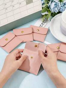 1/5/10 piezas Bolsas de joyería de piel sintética con cierre a presión - Bolsas de regalo de lujo para aretes, collares, pulseras y anillos - Perfectas para almacenamiento y combinación, bolsas de terciopelo cuadradas con cierre a presión, bolsas de joyería de terciopelo, bolsas de regalo de tela, bolsas de embalaje de regalo de collar y pulsera de caramelo, regalo del Día de San Valentín - Multicolor - Ver 3