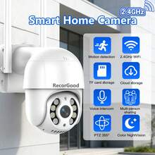 RecorGood YOOSEE 1个1080P 2.4G WiFi户外无线安防摄像头,采用5V低功耗和白色ABS外壳,具备移动侦测、双向语音和3种夜视模式,适用于家庭安防、宠物监控,也是圣诞节或万圣节装饰和礼物的绝佳选择。 - 白色 - View 2