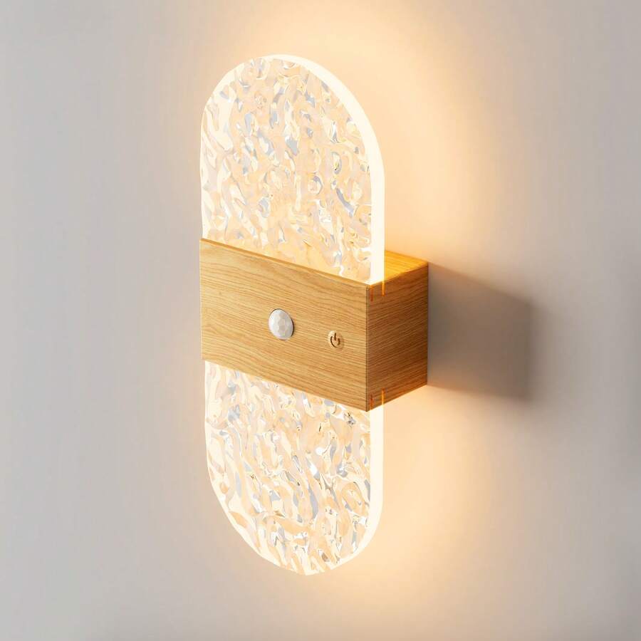 Lampu Dinding Sensor Kristal, Lampu Dinding Akrilik, Lampu Malam USB, Lampu Dinding Dekoratif, Lampu Dinding Nirkabel, Desain Paduan Bertenaga Baterai, Lampu Malam Magnetik Isi Ulang, Cocok untuk Dekorasi Lorong, Lemari Dapur, dan Ruangan