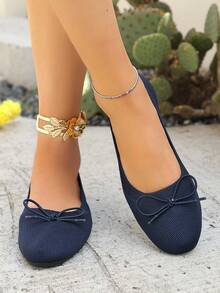 OFFWIND Women's Elegant Round Toe Bow Ballet Flats, Suitable For Spring And Summer, Spring Vacation, Easter - Blue - View 7