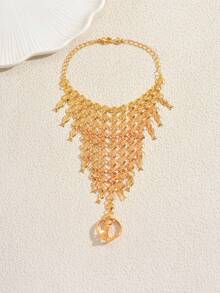 1条波西米亚风流苏指链手链，适合女士参加派对、休闲、假日活动佩戴。 - 金色 - 查看 3