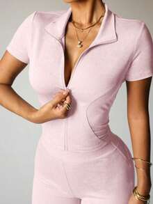 Women's Yoga Outfit Short Sleeve Zip Up Jacket High Waisted Flare Pants Moisture Wicking 4 Way Stretch For Yoga Pilates Gym Workouts Multiple Colors Sizes Available - 墨綠色 - 查看 9