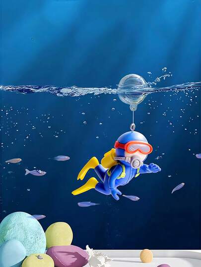 1pc Diver Design Aquarium Decor, Made Of PVC Material, Floating Fish Tank Decoration, Underwater Floating Ornament, Aquarium Accessory, Cute Diver Landscape Decor, Suitable For Home Office Fish Tank