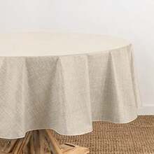 Home Fashions Monterey Mantel de Vinilo Inspirado en Lino Resistente al Agua y a Las Manchas con Respaldo de Franela 70 x 70 Pulgadas Redondo Marfil - Marfil - Ver 1