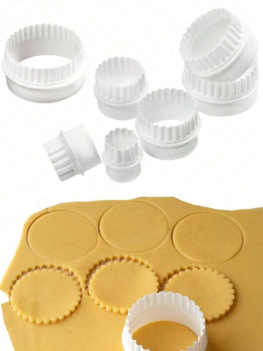 6pcs Round Cookie Cutter Set, Round Cookie And Pastry Molds, Essential Kitchen Tool, Suitable For Dough, Restaurant, Packaging, Back To School - View 1