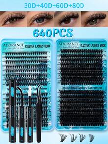 Bộ nối mi ADORANCE 1788PCS dạng chùm, uốn cong D, kèm keo dán, dung dịch tẩy, dụng cụ uốn mi, nhíp và cọ. Thân thiện với người mới bắt đầu và dễ sử dụng – Hướng dẫn từng bước đơn giản, không cần kỹ năng chuyên nghiệp, rất phù hợp cho người mới bắt đầu nối mi. - màu đen - Xem 12