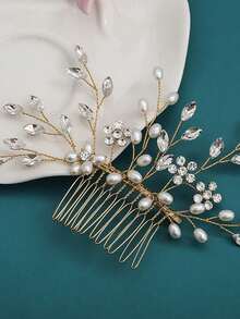 优雅水晶花朵新娘发梳，银色点缀，婚礼发梳，新娘发饰，婚礼专属发梳，新娘发饰，发饰，侧梳，教育用品，发饰，梳子，发梳 - 彩色 - 查看 4