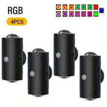 LiHangStar 1/2/4pcs RGB Gradient Black Night Light, Dimmable Indoor Wall Lamp, Rechargeable LED With Motion Sensor, Suitable As Decor Light, Magnetic Cabinet Light For Entryway, Bedside, Desk, Wardrobe, Gaming Room - RGB Sensor Night Light - View 10