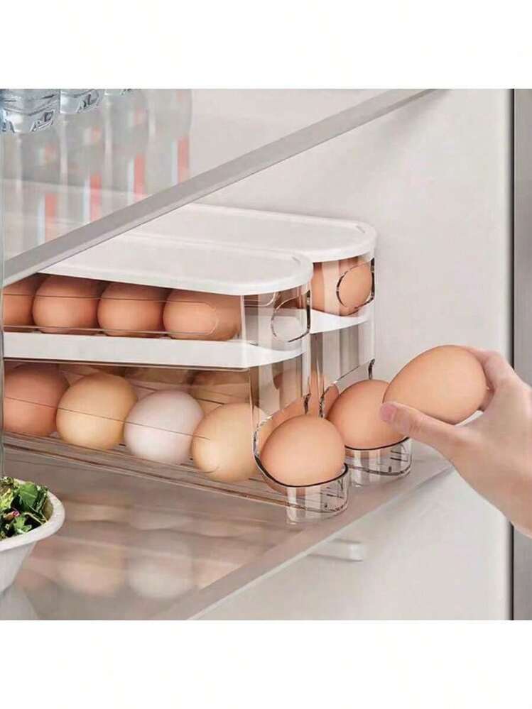 Practical Automatic Rolling Egg Holder Made Of Durable Plastic. Easy To Use, Keeps Eggs And Tidy, Great For Home, Baking, And Daily Kitchen Use. - View 4