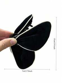 [Elegant | Soft Fur] Elegant Soft Fur Hairpin | French Style 1pc - Velvet Butterfly & Shark Gripper,Black Plush Gripper, Butterfly Shaped Fashionable Velvet White Edged Gripper,Suitable For Parties, Birthday Parties, Gifting To Friends And Family, Valentine's Day Gifts, Birthday Gifts, New Year Gifts - Multicolor - View 9