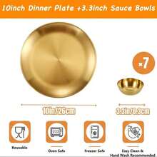 8pcs Stainless Steel Sauce Bowls With Tray Set, Durable 10-Inch Plates And 3.3-Inch Dipping Dishes, Elegant Modern Dinnerware Set, Suitable For Tapas/Sushi/Appetizers/Desserts, Wedding/Christmas/Thanksgiving/Party Supplies - Multicolor - View 11