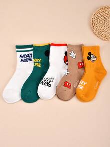 Disney Cartoon Children's Socks, 5 Pairs, Mickey And Minnie, Suitable For Outdoor Activities, School, And Home Leisure. - Multicolor - View 4