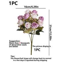 1朵仿真玫瑰，人造花，家居，餐厅，客厅，户外花园装饰，花艺，摄影道具，秋季，春季，花瓶，花墙，花环，婚礼花束，婚礼装饰，DIY花环材料，生日派对装饰材料，家居装饰配件，情人节 - 紫色 - 查看 3