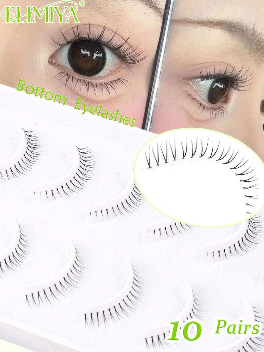 10 Pairs Natural Gradient False Eyelashes, Soft Stems Won't Irritate Eyes, Easy To Create Lively Eye Makeup - Black - View 1