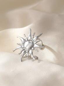 1pc Stainless Steel Sunburst Element Vintage Luxury Style Gold Decorative Accessory, Ideal New Year Gift For Women Office Wear - Ring - View 5