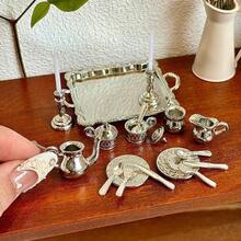 This Luxurious Dollhouse Candlelight Dinner And Tea Set, Including Cutlery, Tray, And Teaware, Is An Essential Decoration For Any Dollhouse Living Room Or Kitchen Scene. - one-size - View 3