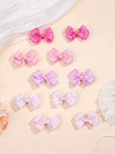 10 piezas Mini Clips de pelo con lazo de cinta - Colores pastel surtidos Accesorios de pelo suaves para uso diario, temporada de vuelta a la escuela