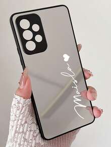 Ốp lưng điện thoại kèm gương trang điểm cao cấp khắc tên cá nhân, tương thích với Samsung Galaxy S26 S25 S24 S23 S22 Ultra Plus A15 A55, chống sốc và bảo vệ mặt kính. - Bạc - Xem 3
