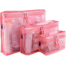 Set Of 3 Waterproof Cosmetic Bags – Different Sizes | Makeup Case, Travel Toiletry Bag, Diaper And Medicine Organizer | Pink – Containers By Aline, 42653577 - Black - View 2