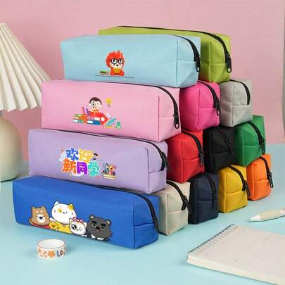 3pcs Printable Logo, Large-Capacity, Stain-Resistant Stationery Bag, Ins-Style Niche Design, Pencil Case For Primary School Students, Wholesale Pencil Box & Pencil Bag