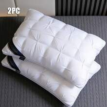 Luxury Tufted Bed Pillow Set Of 2, Plush Down Alternative Pillow, Soft Support Hotel Collection Pillow, Machine Washable For Bedroom Decor - White - View 6