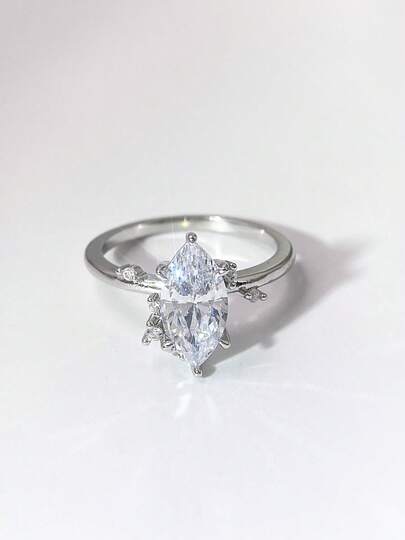 1 pieza Anillo de plata de ley 925 con forma de ojo de caballo único, adecuado para uso diario de mujer, casual, regalos de boda y graduación