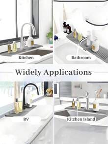 [Delivery Within 2-7 Days In The United States]1pc Silicone Water Drain Mat Kitchen/ Bathroom Sink Splash Guard Anti-Slip Surface Pad/ Rack ,Silicone Kitchen Sink Tray With Drainage Spout, Kitchen Faucet Sink Splash Guard, Silicone Faucet Water Catcher Mat, Sink Draining Pad Behind Faucet, Rubber Drying Mat, For Kitchen & Bathroom Countertop Protect, Kitchen Supplies, Bathroom Accessories, Kitchen Organizer, Household Kitchen & Bathroom Accessory ﻿24 Inch Faucet Mat For Kitchen Sink Splash Guard Behind Faucet, Sink Protectors For Kitchen Sink Faucet Mat Splash Guard For Kitchen Sink Area, Longer Silicone Faucet Guard & Draining Mat, Grey Dorm Room Essentials College Storage - Multicolor - View 10