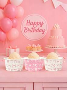 10/20个装蝴蝶主题派对纸碗，儿童生日派对冰淇淋纸杯，一次性生日派对纸碗和纸杯 - 彩色 - 查看 2