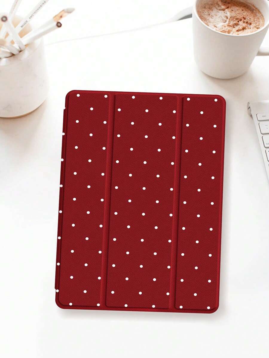 1 pieza Funda protectora plana con patrón de lunares blancos sobre fondo rojo minimalista, compatible con iPad 10.2 pulgadas 2021/2020 10th/9th/8th Gen, (A16) 11 pulgadas 11th Generation 2025, compatible con Samsung Galaxy Tab A8 10.5 pulgadas 2022, funda protectora para tableta con ranura para lápiz, admite modo de suspensión/activación automático - Multicolor - Ver 1